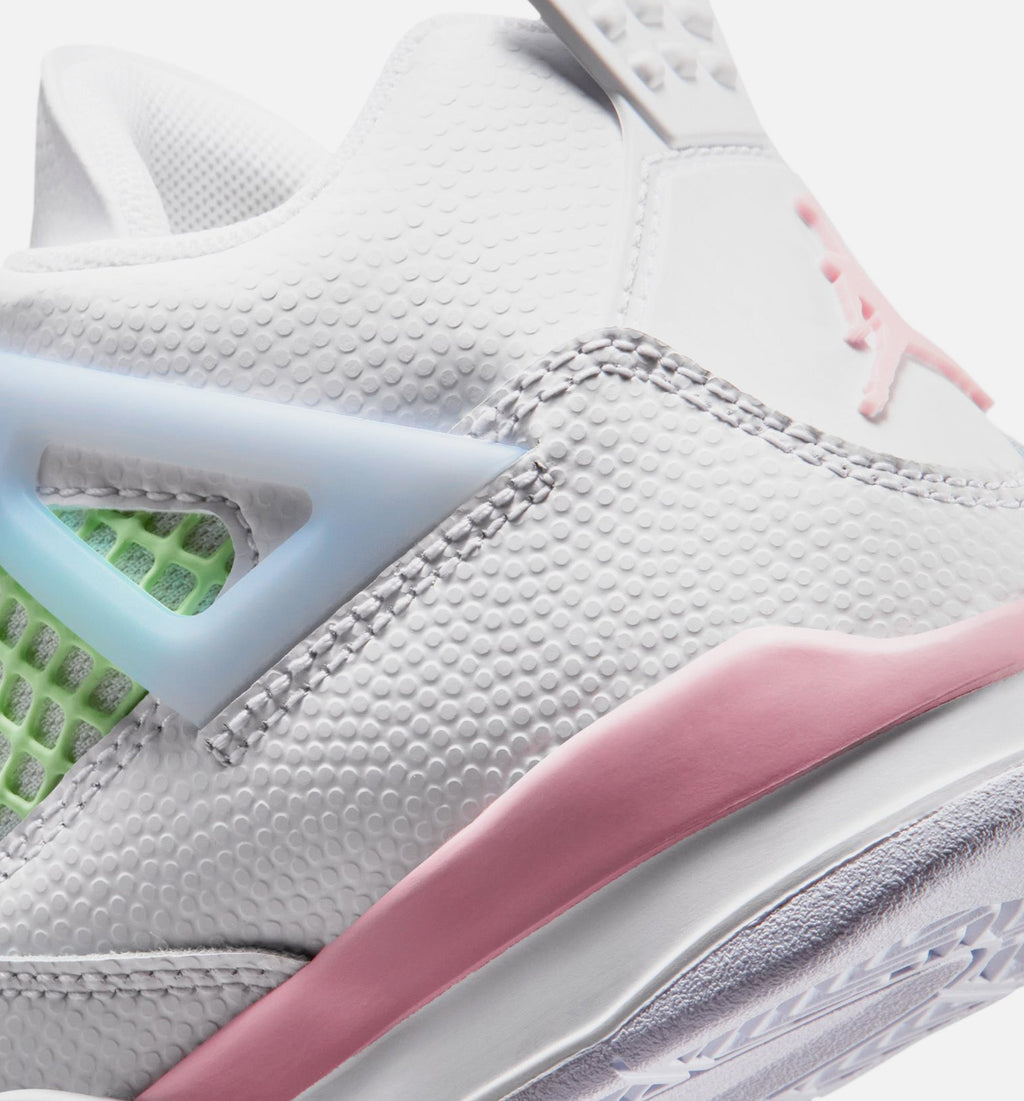 Air Jordan 4 Retro Medium Soft Pink 学前生活方式运动鞋 - 白色/柔粉/半蓝