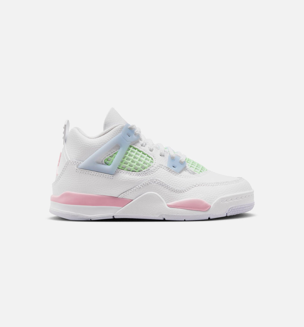 Air Jordan 4 Retro Medium Soft Pink 学前生活方式运动鞋 - 白色/柔粉/半蓝