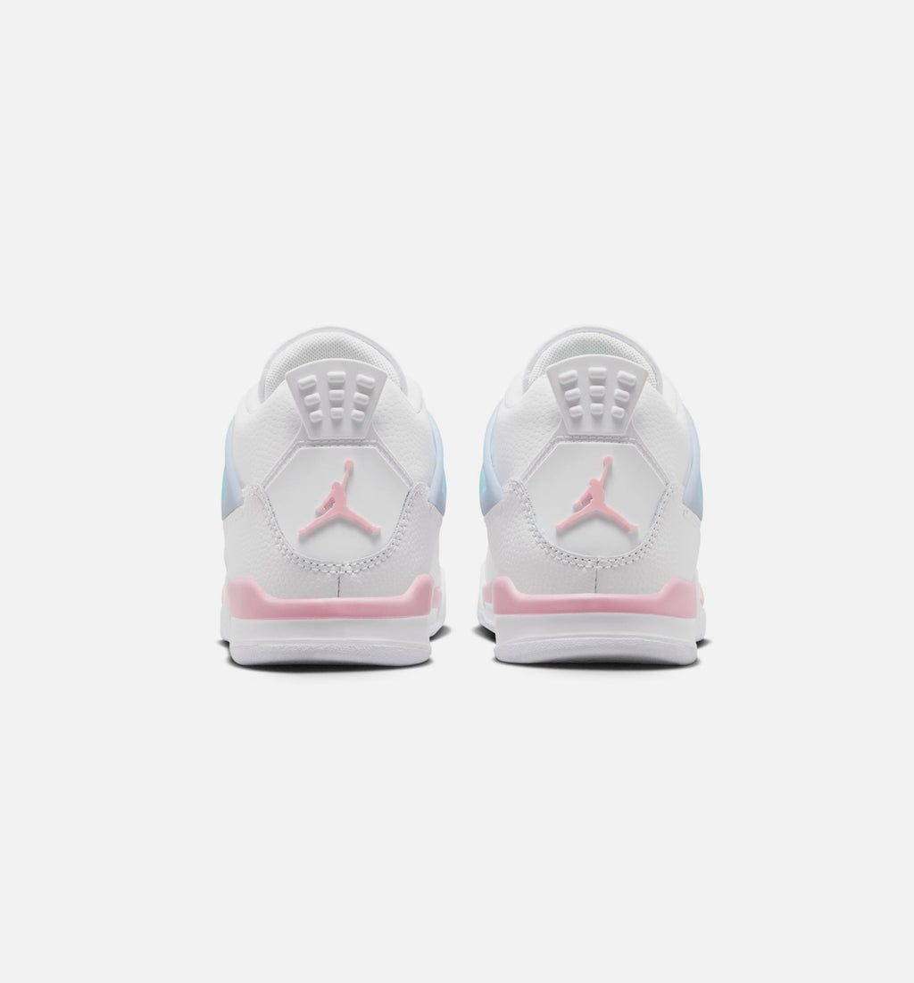 Air Jordan 4 Retro Medium Soft Pink 学前生活方式运动鞋 - 白色/柔粉/半蓝