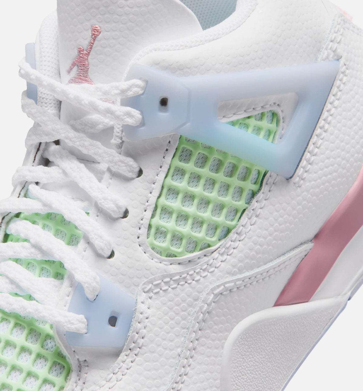 Air Jordan 4 Retro Medium Soft Pink 学前生活方式运动鞋 - 白色/柔粉/半蓝