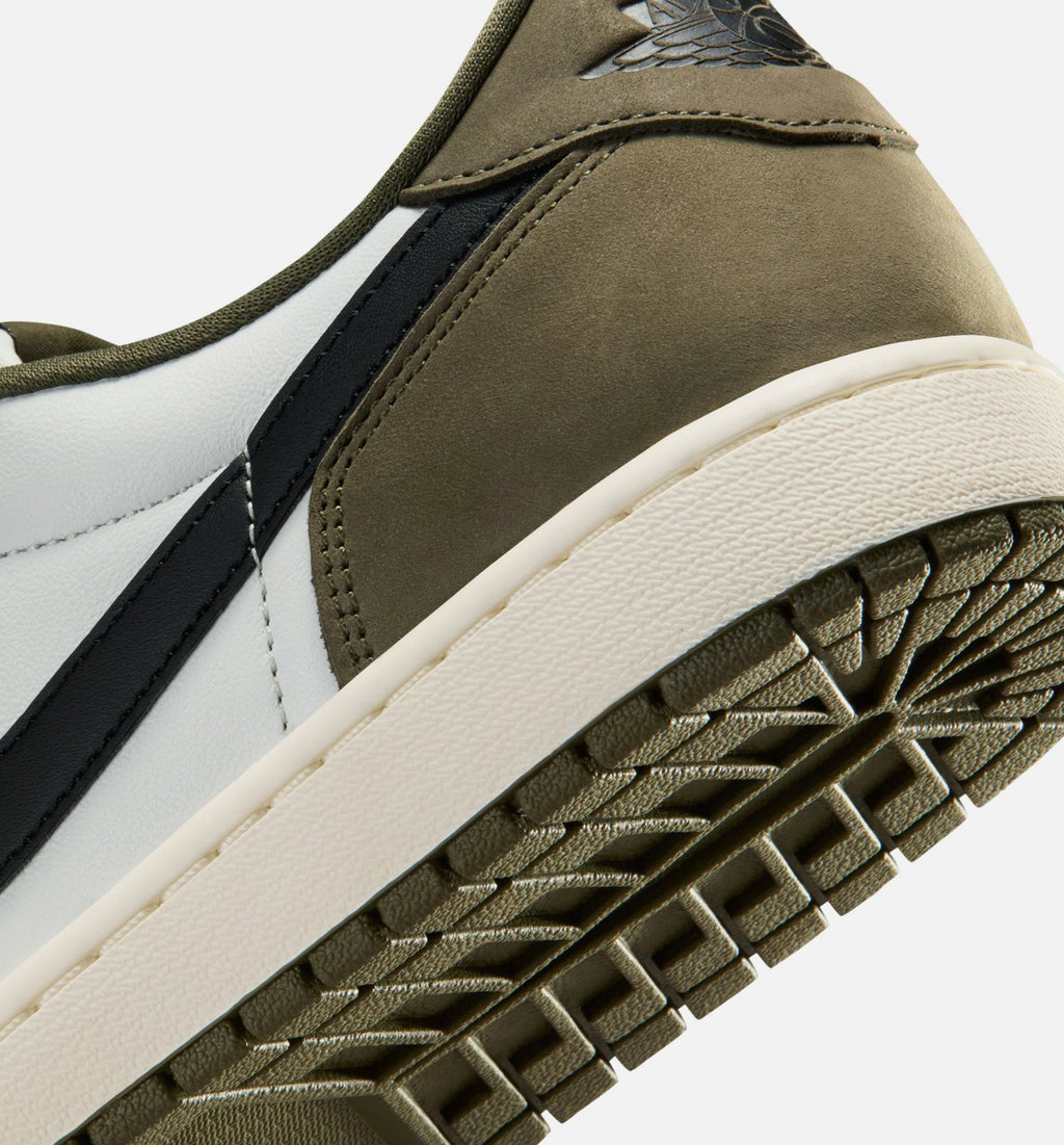 Air Jordan 1 Low OG 男款生活方式运动鞋 - 中橄榄綦/黑/山顶白/帆布白