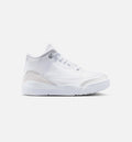 Air Jordan 3 Retro 学龄前儿生活方式运动鞋 - 白色/金属銀（White and Silver）