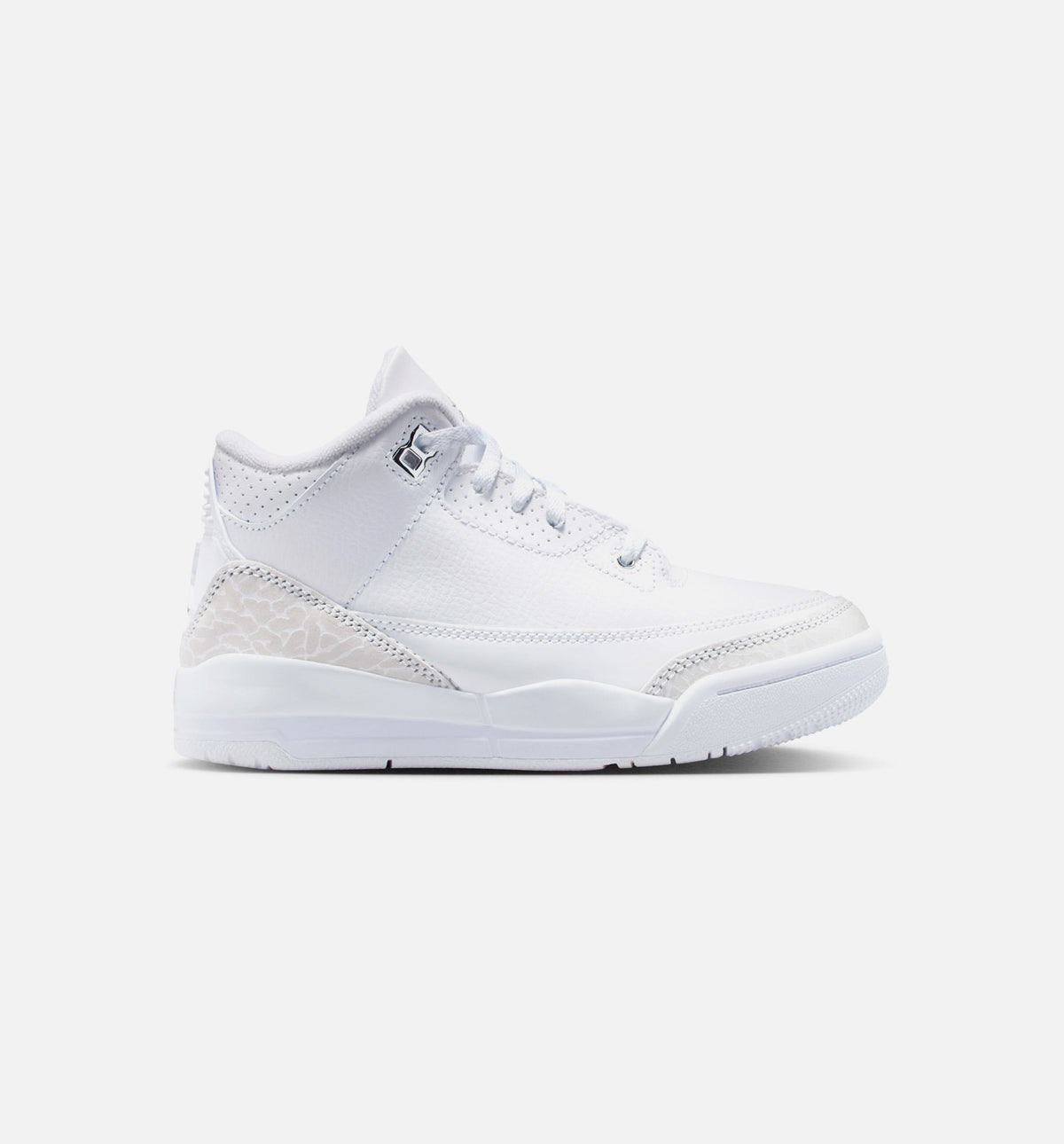 Air Jordan 3 Retro 学龄前儿生活方式运动鞋 - 白色/金属銀（White and Silver）