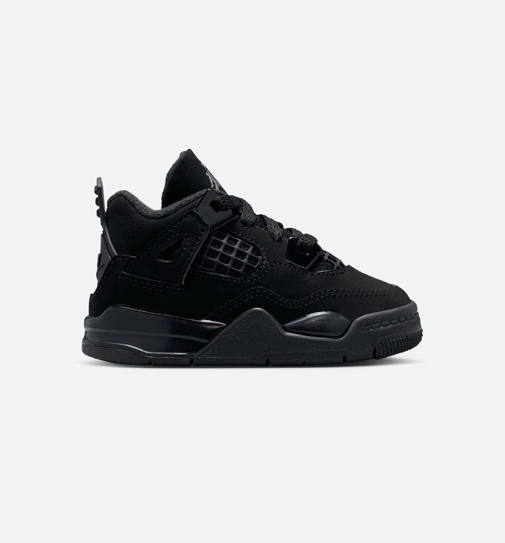 Air Jordan 4 Retro 婴幼儿生活方式运动鞋 - 黑色/轻石墨灰（Black Cat）