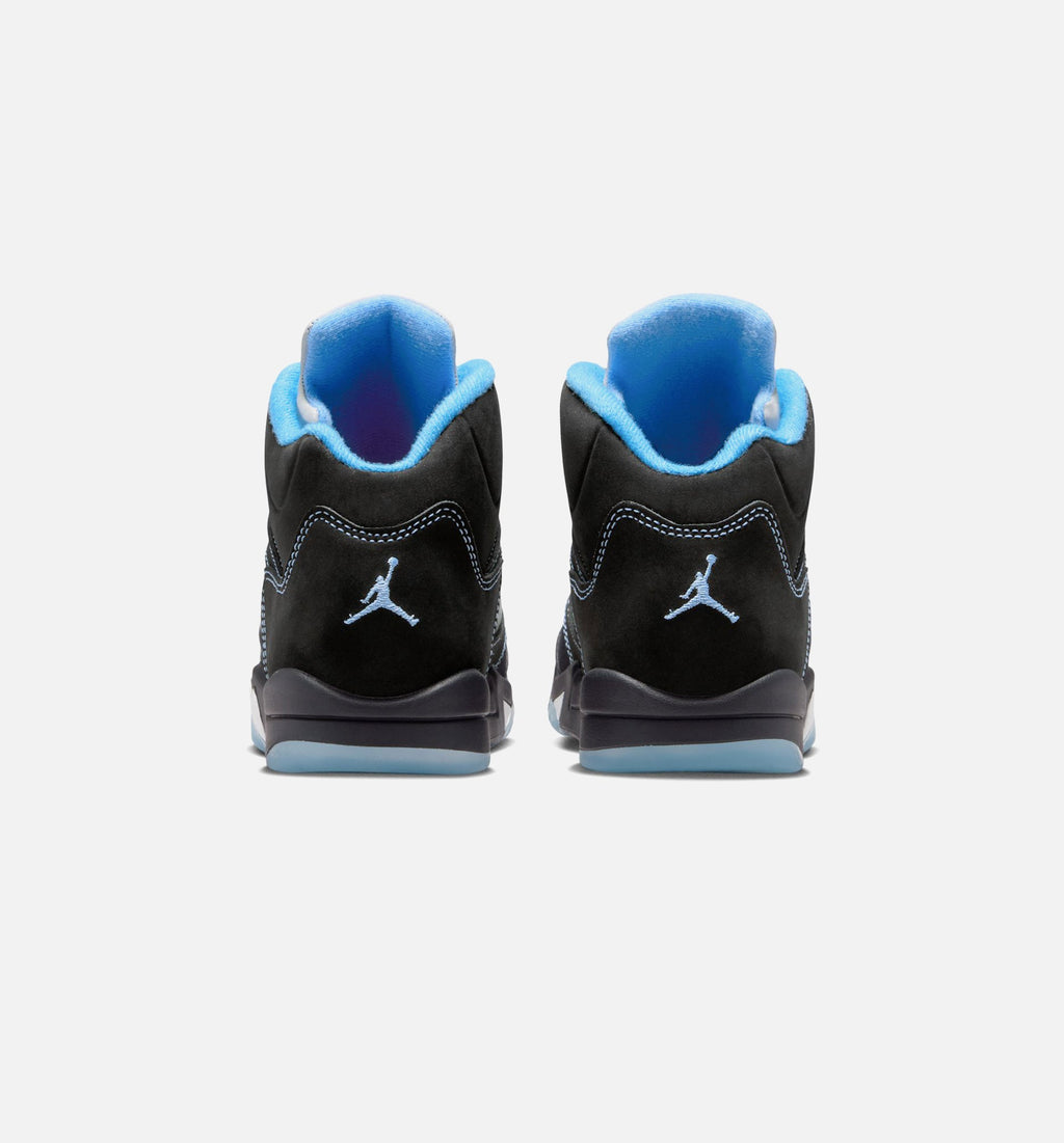 Air Jordan 5 Retro Black Carolina 小童运动鞋 - 黑/大学蓝/白