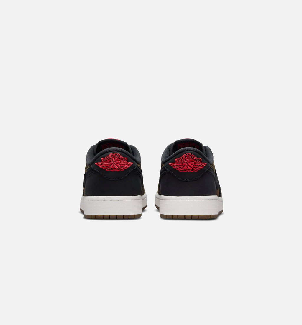 Air Jordan 1 Retro Low OG 大童生活方式运动鞋 - 黑色/大红/峰白（Laser Black And Varsity Red）