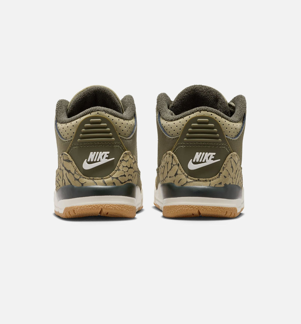 Air Jordan 3 Retro 婴幼儿生活方式运动鞋 - 中性橄榄绿/巪木/淡橄榄绿/帆白（Medium Olive）