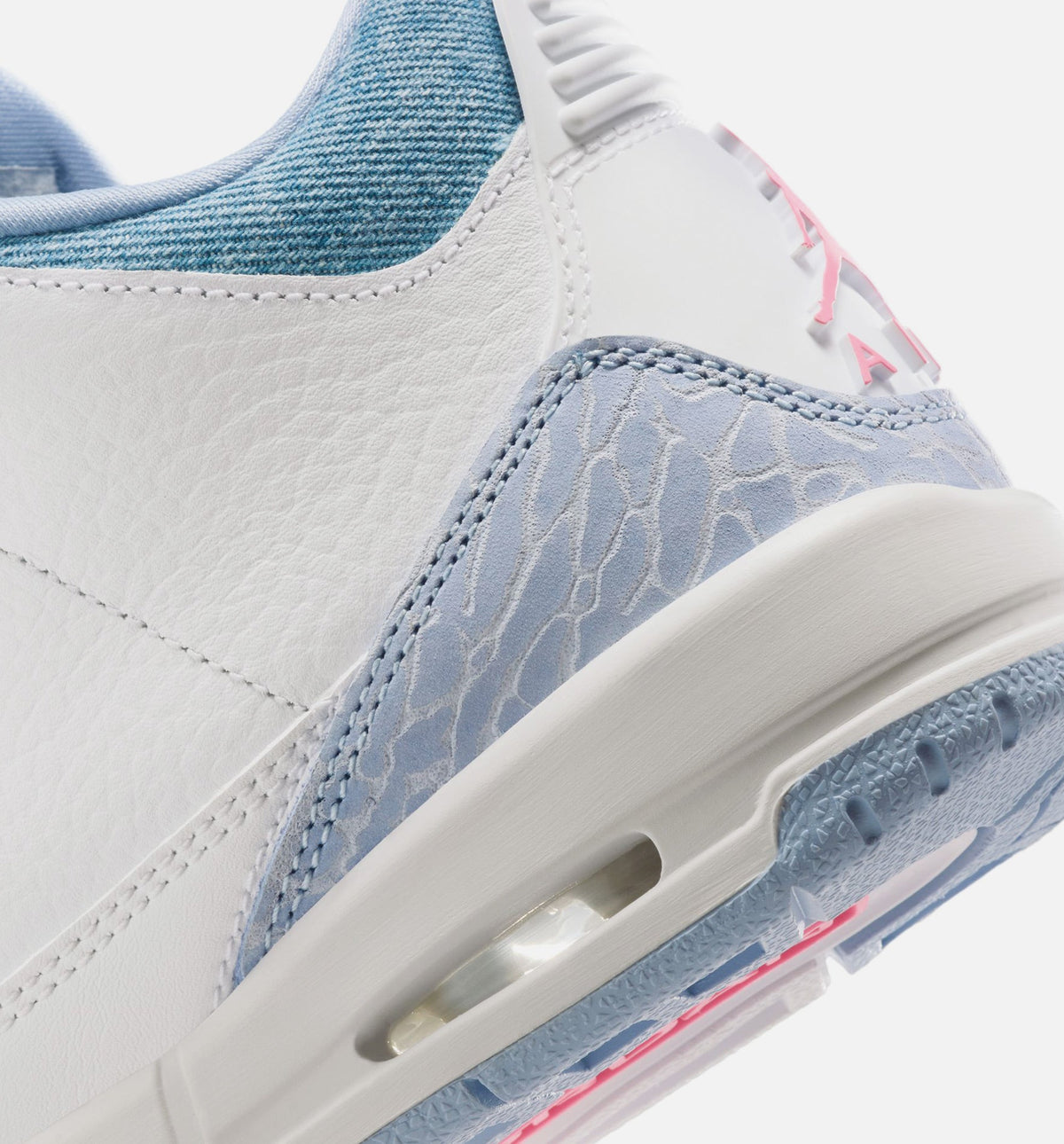 Air Jordan 3 Retro 大童生活方式运动鞋 - 白色/髭蓝/足球灰/粉色发光（Cobalt Bliss）