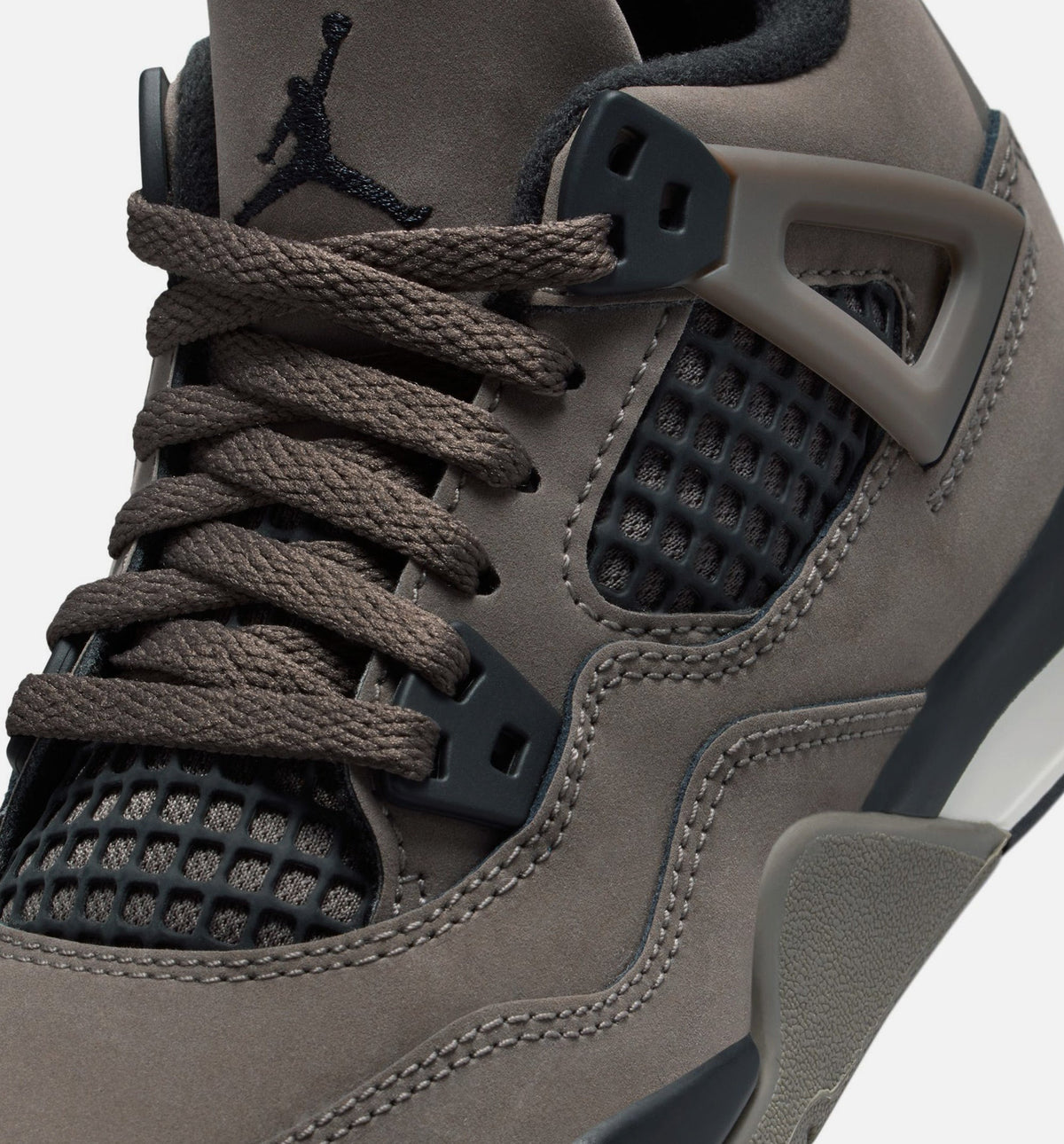 Air Jordan 4 Retro 学龄前儿生活方式运动鞋 - 洞石/黑色/月尘粒子（Cave Stone And Black）