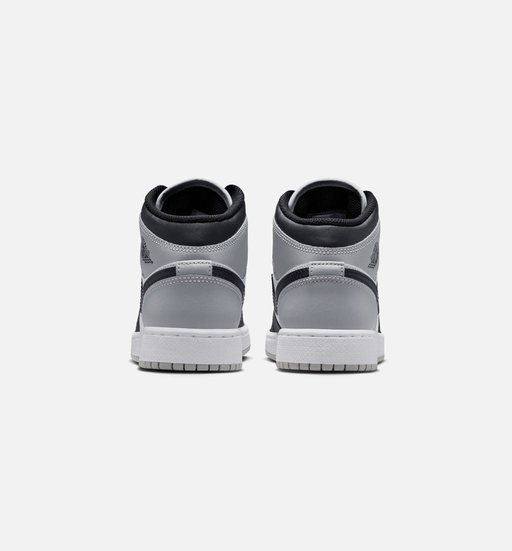 Air Jordan 1 Mid 青少年生活方式运动鞋 - 白/浅烟灰/黑