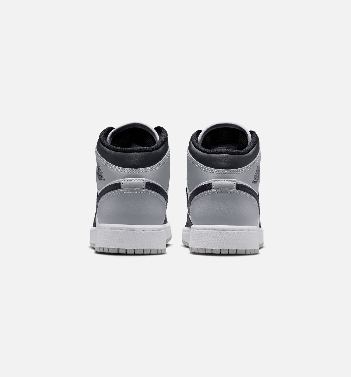 Air Jordan 1 Mid 青少年生活方式运动鞋 - 白/浅烟灰/黑