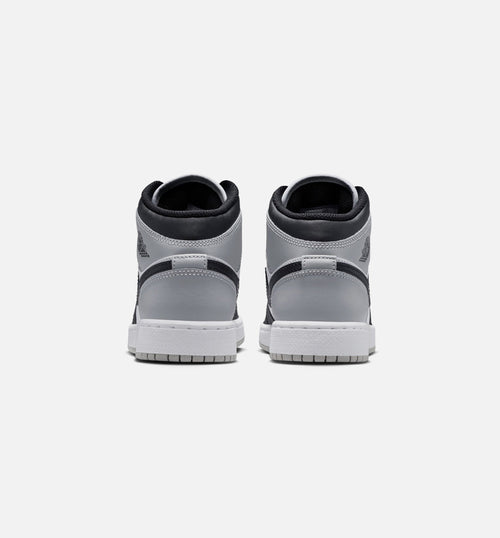 Air Jordan 1 Mid 青少年生活方式运动鞋 - 白/浅烟灰/黑