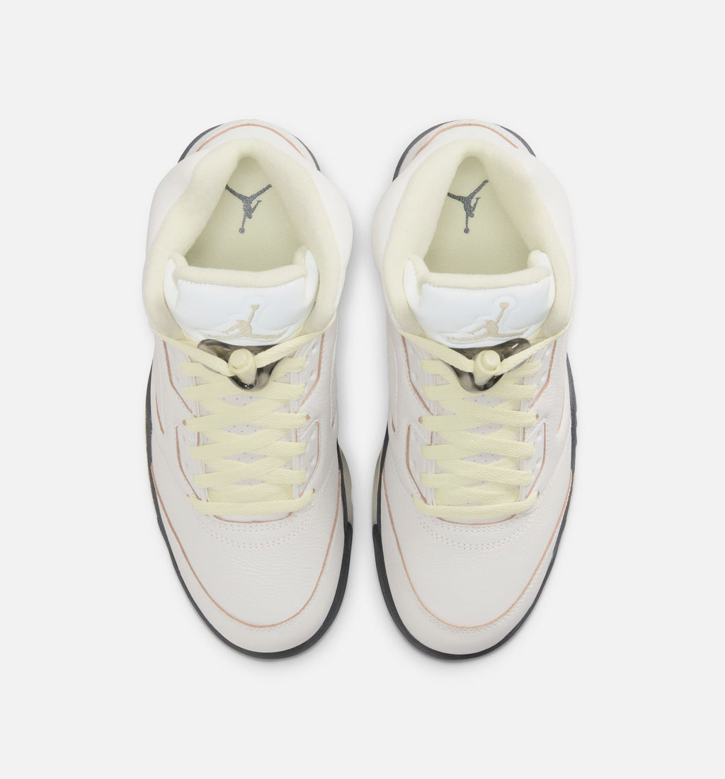 Air Jordan 5 Retro Luminous Green 女子运动鞋 - 帆白/荧光绿/熔岩灰