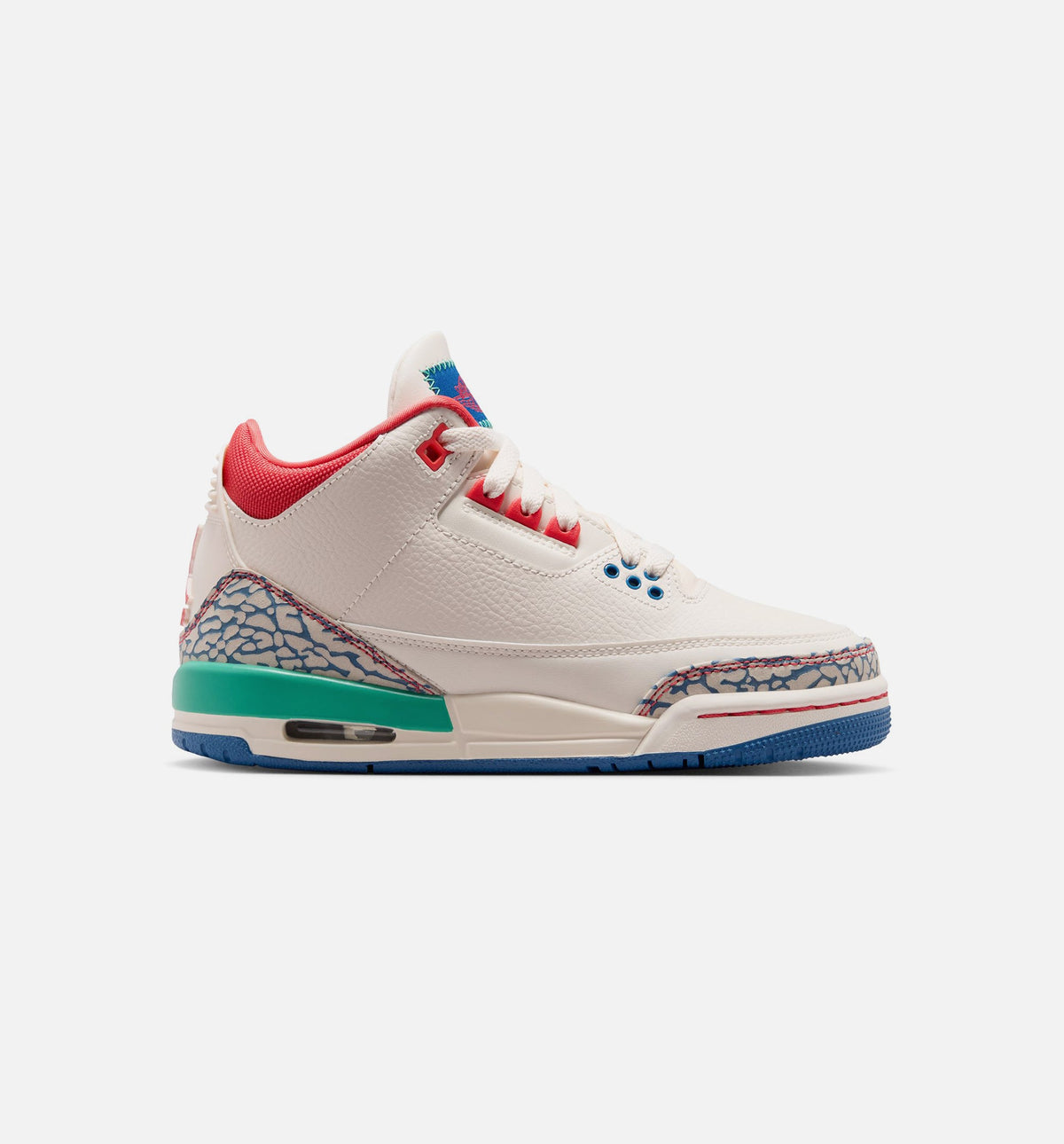 Air Jordan 3 Retro 大童生活方式运动鞋 - 粉笔白/赖跑红/真蓝/动能绿（Play Your Way）