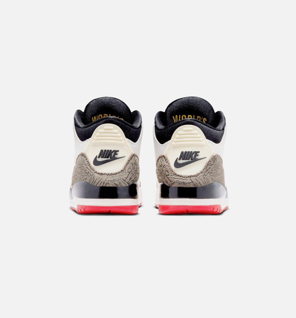 Air Jordan 3 Retro Sail and University Red 小童运动鞋 - 帆白/黑/大学红