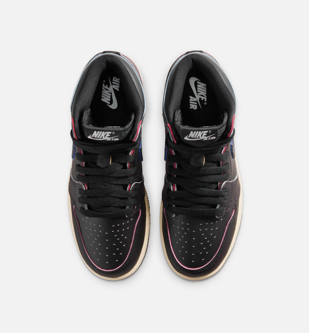 Air Jordan 1 Retro High OG 大童生活方式运动鞋 - 黑色/黑色/浅米色