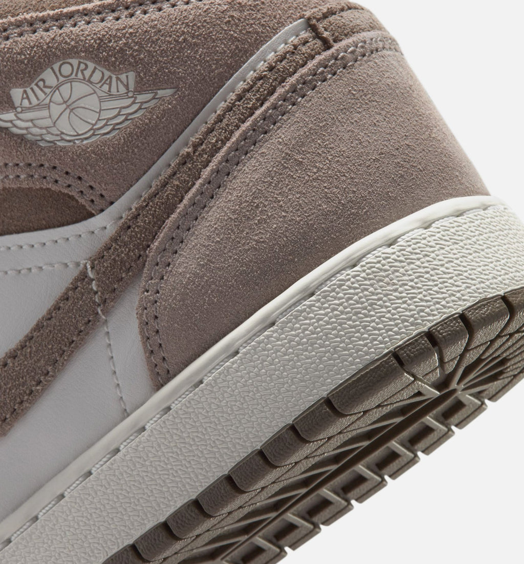Air Jordan 1 Mid 青少年生活方式运动鞋 - 谜石/橄榄灰/山顶白