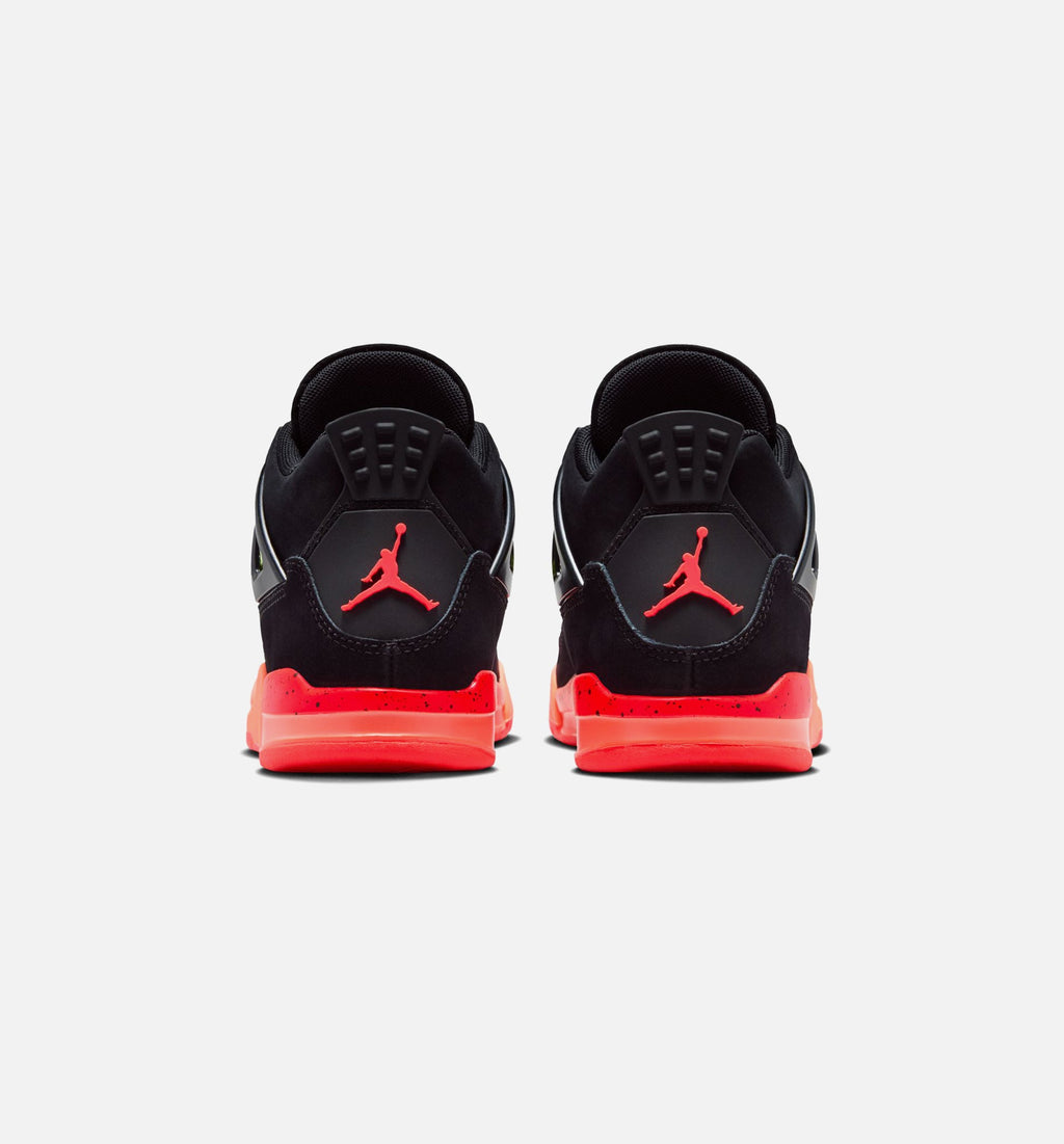 Air Jordan 4 Retro 学龄前儿生活方式运动鞋 - 黑色/红外线23/亮芒果橙（Black Infrared 23）