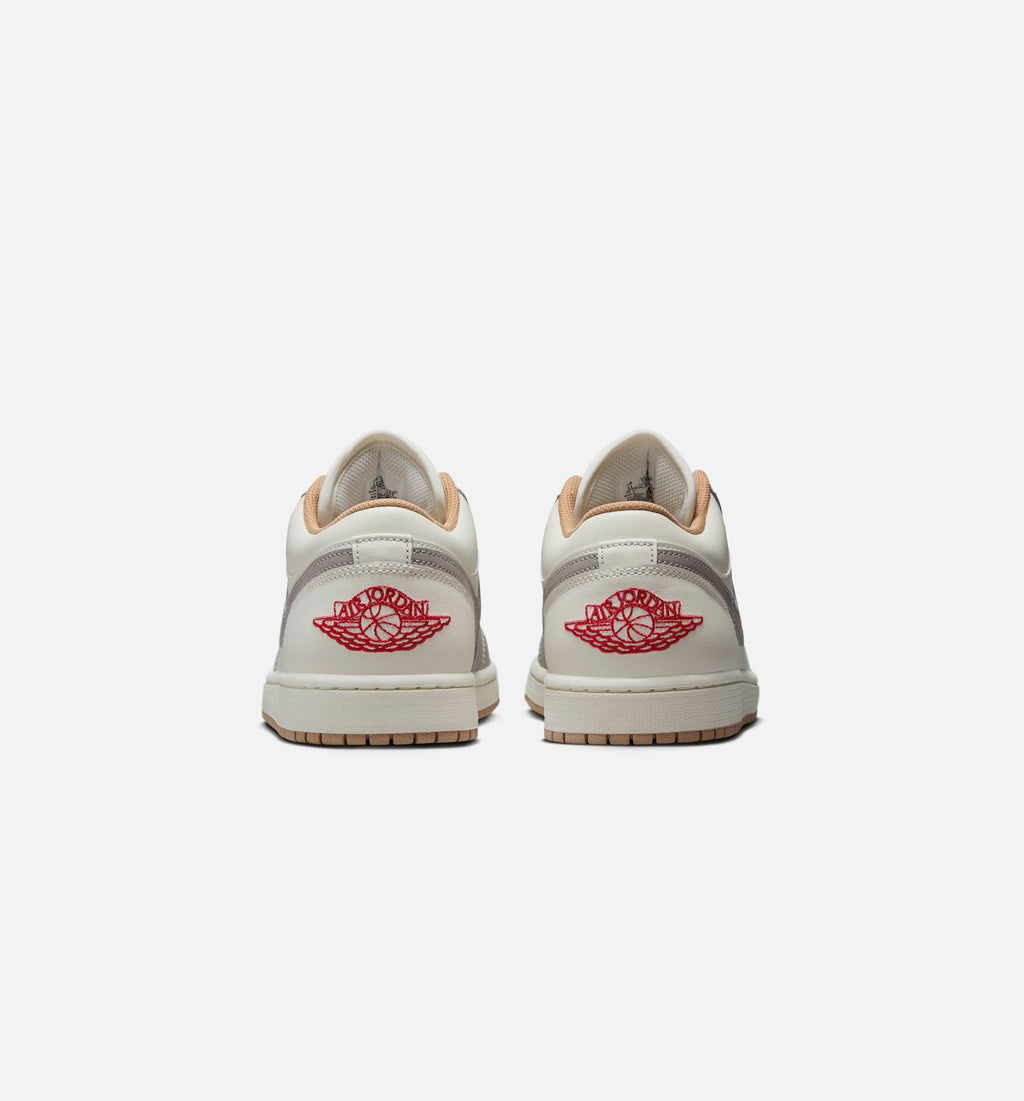 Air Jordan 1 Low 男款生活方式运动鞋 - 帆布白/火焰红/学院灰/麦秆
