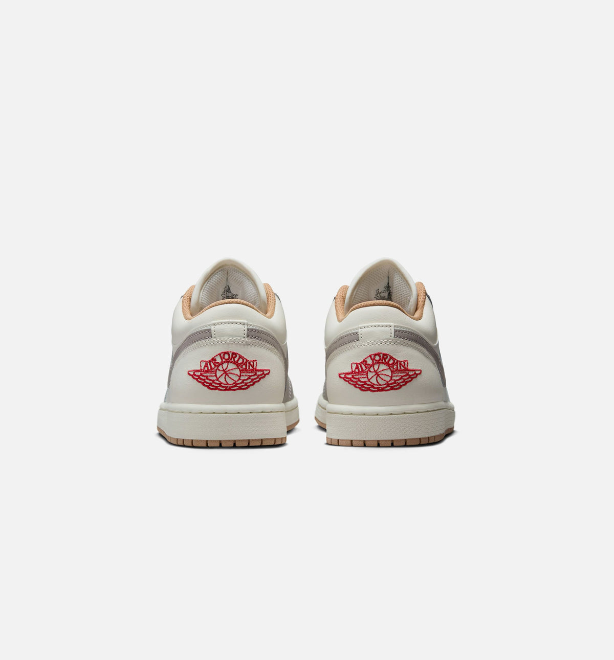 Air Jordan 1 Low 男款生活方式运动鞋 - 帆布白/火焰红/学院灰/麦秆