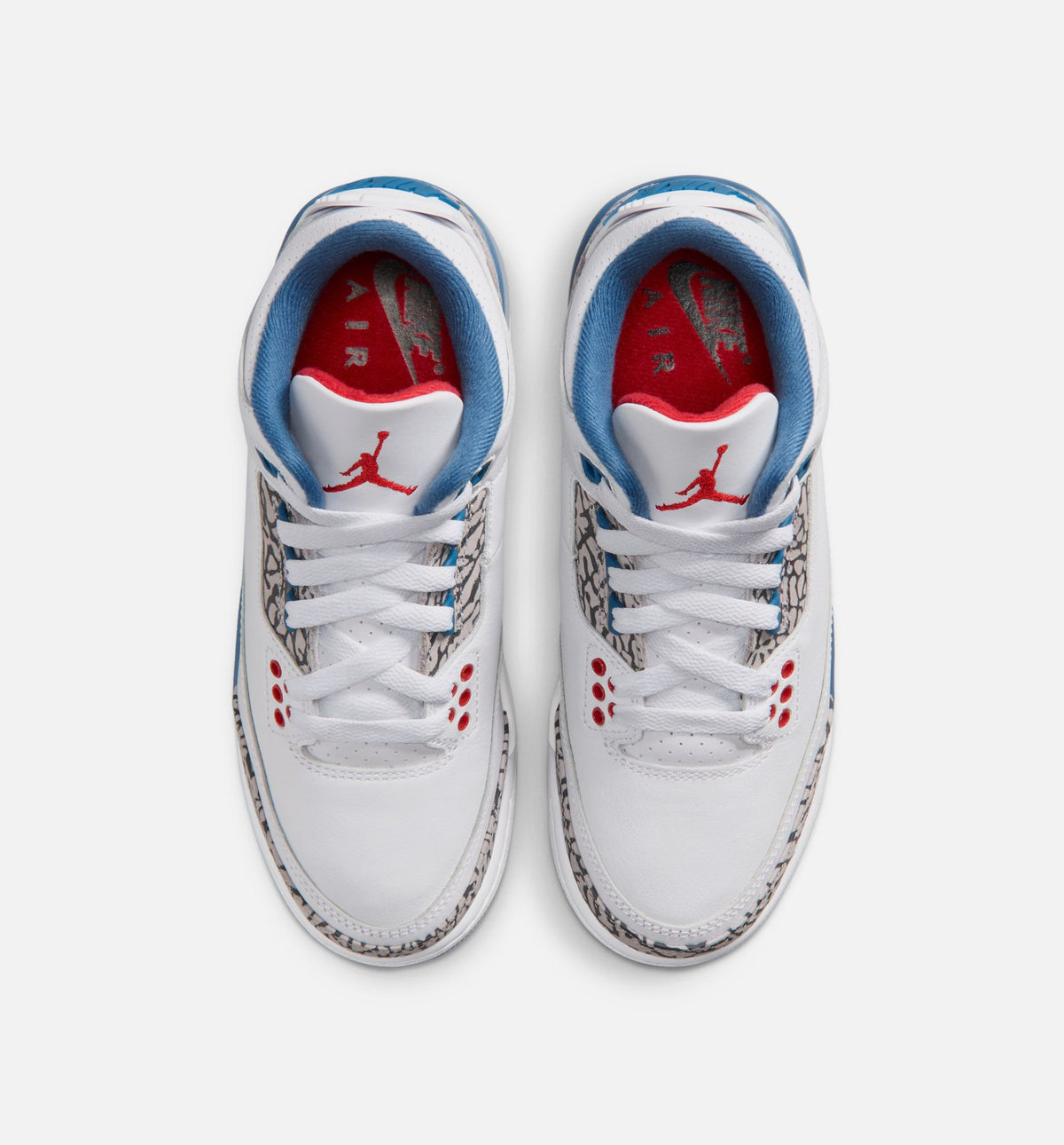 Air Jordan 3 Retro OG 大童生活方式运动鞋 - 白色/火焰红/真蓝（True Blue）