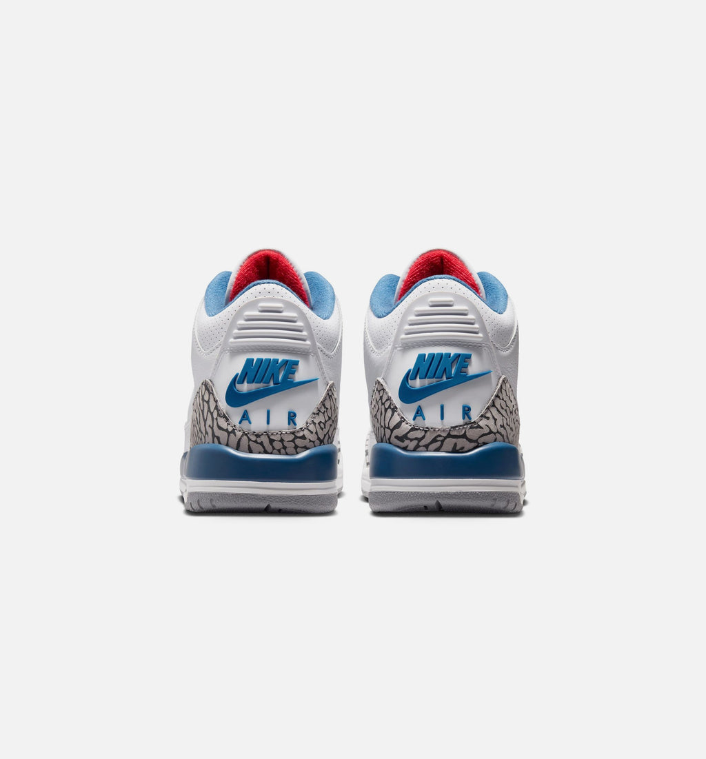 Air Jordan 3 Retro OG 大童生活方式运动鞋 - 白色/火焰红/真蓝（True Blue）