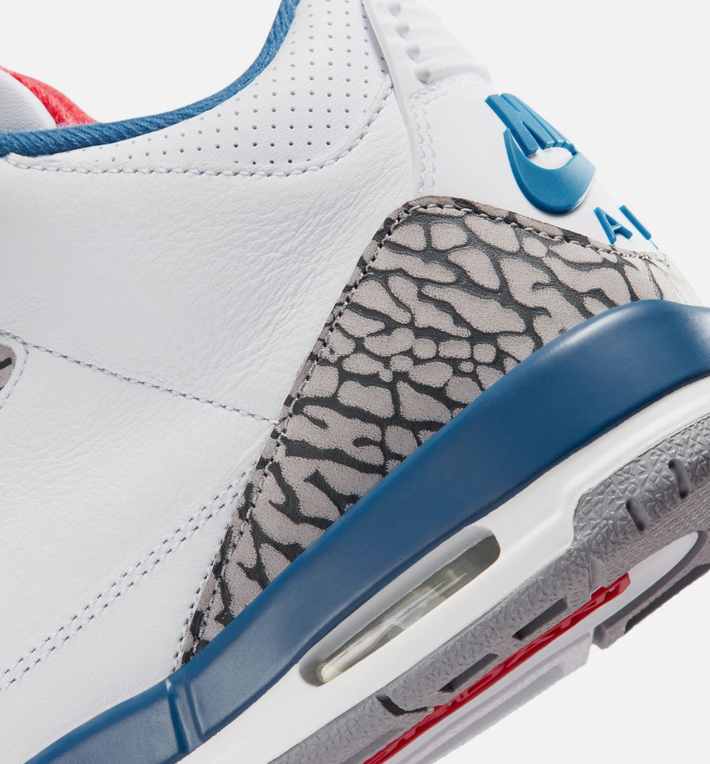 Air Jordan 3 Retro OG 大童生活方式运动鞋 - 白色/火焰红/真蓝（True Blue）