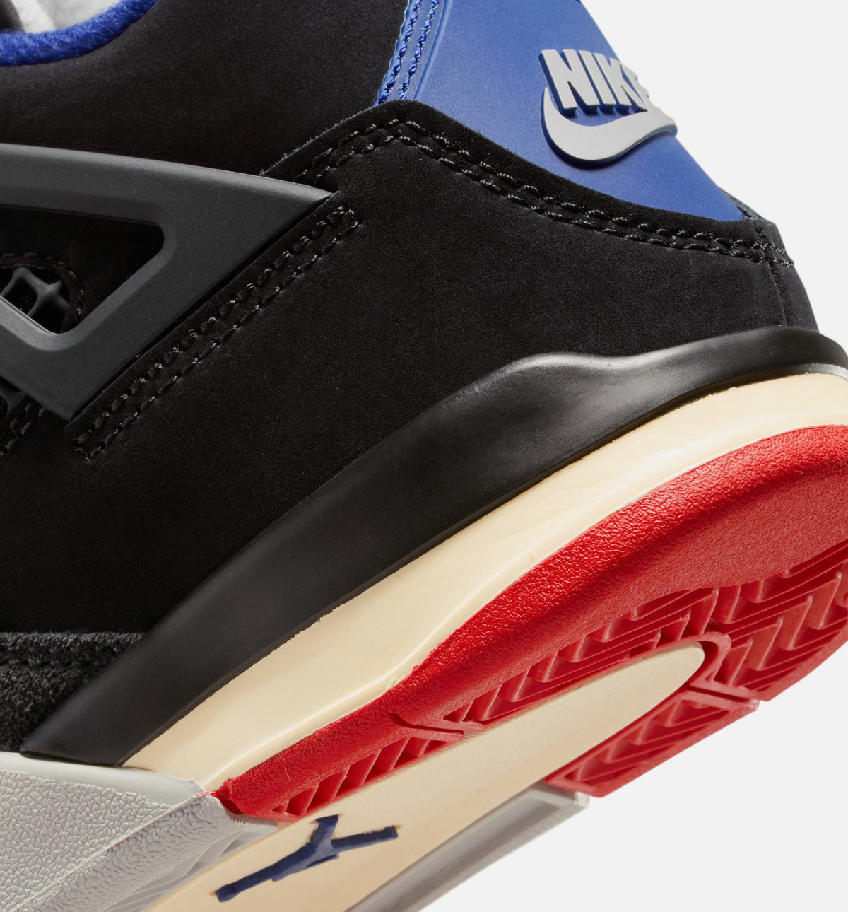 Air Jordan 4 Retro Rare Air 学前生活方式运动鞋 - 黑色/火红/深皇家蓝