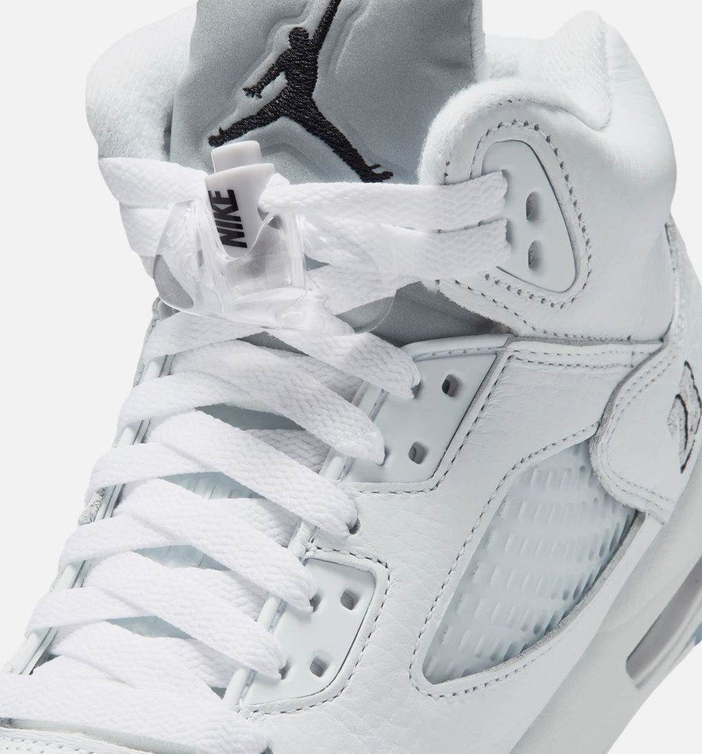 Air Jordan 5 Retro OG White Metallic 大童运动鞋 - 白/黑/金属银