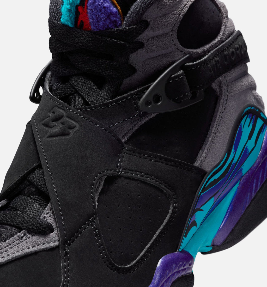 Air Jordan 8 Retro Aqua 大童运动鞋 - 黑/多彩/亮紫