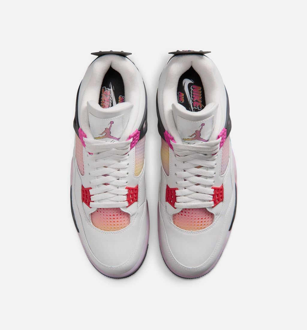 Air Jordan 4 Retro Comic 男款生活方式运动鞋 - 迎宾白/火焰粉/烟灰
