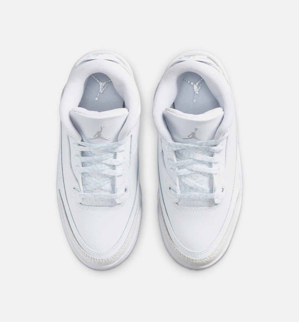 Air Jordan 3 Retro 学龄前儿生活方式运动鞋 - 白色/金属銀（White and Silver）