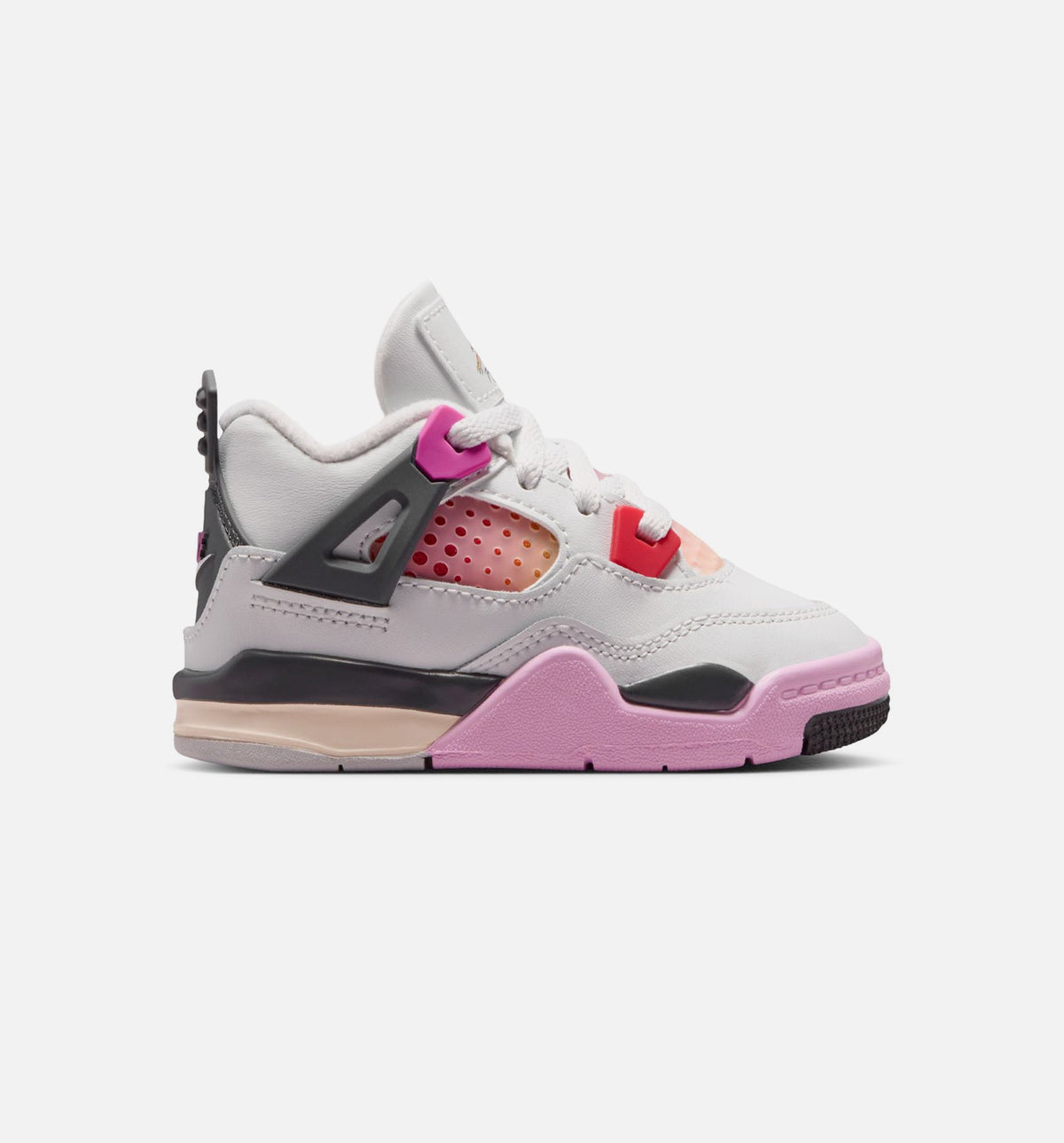 Air Jordan 4 Retro 婴幼儿生活方式运动鞋 - 迎宾白/火焰粉/烟灰（Comic）