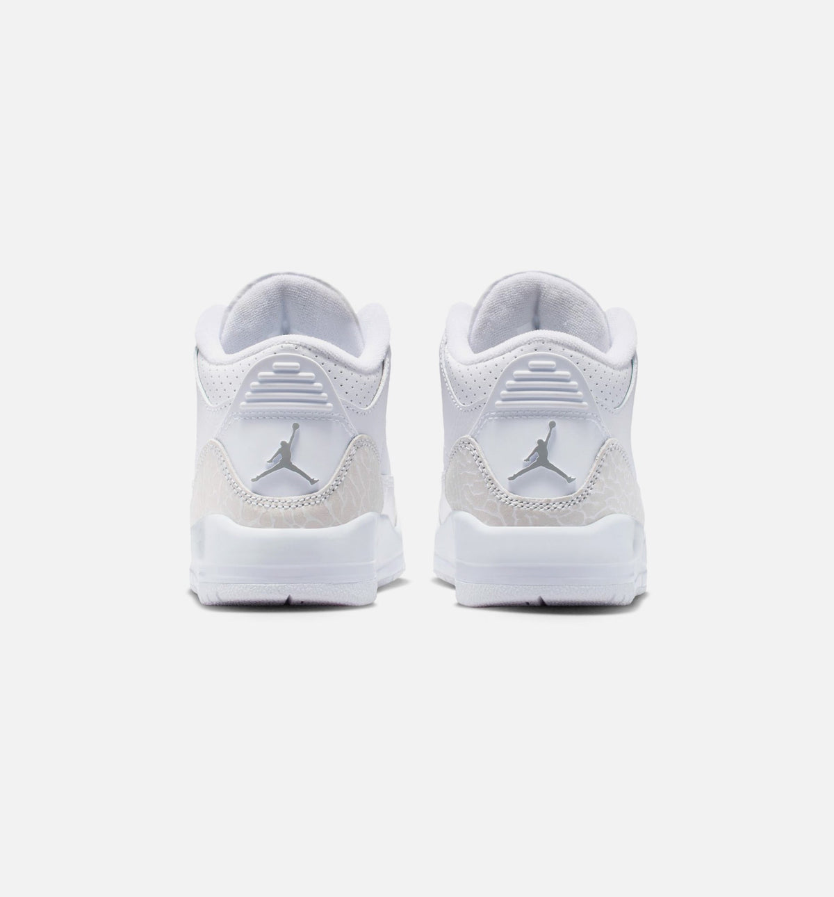 Air Jordan 3 Retro 学龄前儿生活方式运动鞋 - 白色/金属銀（White and Silver）