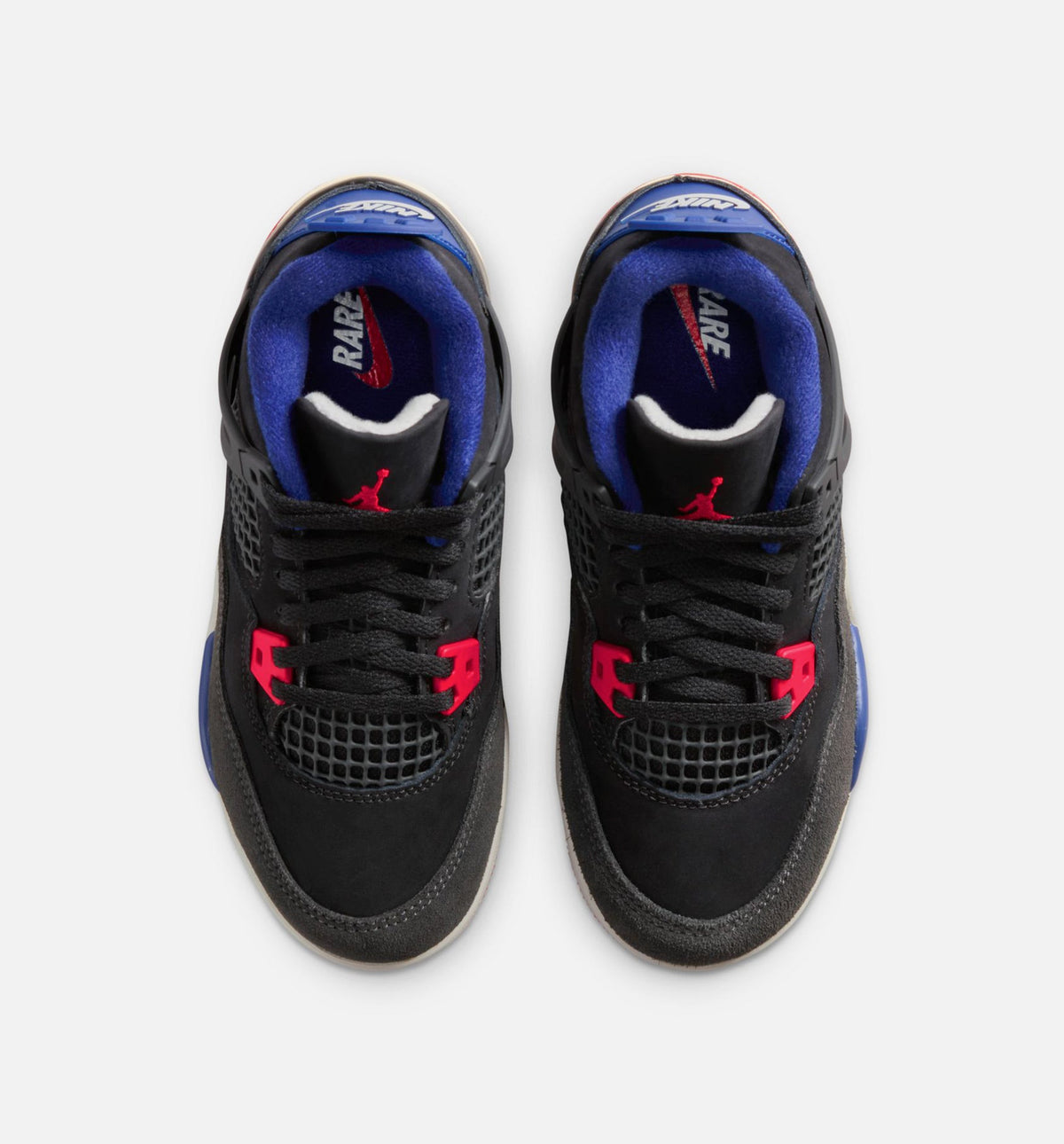 Air Jordan 4 Retro Rare Air 学前生活方式运动鞋 - 黑色/火红/深皇家蓝