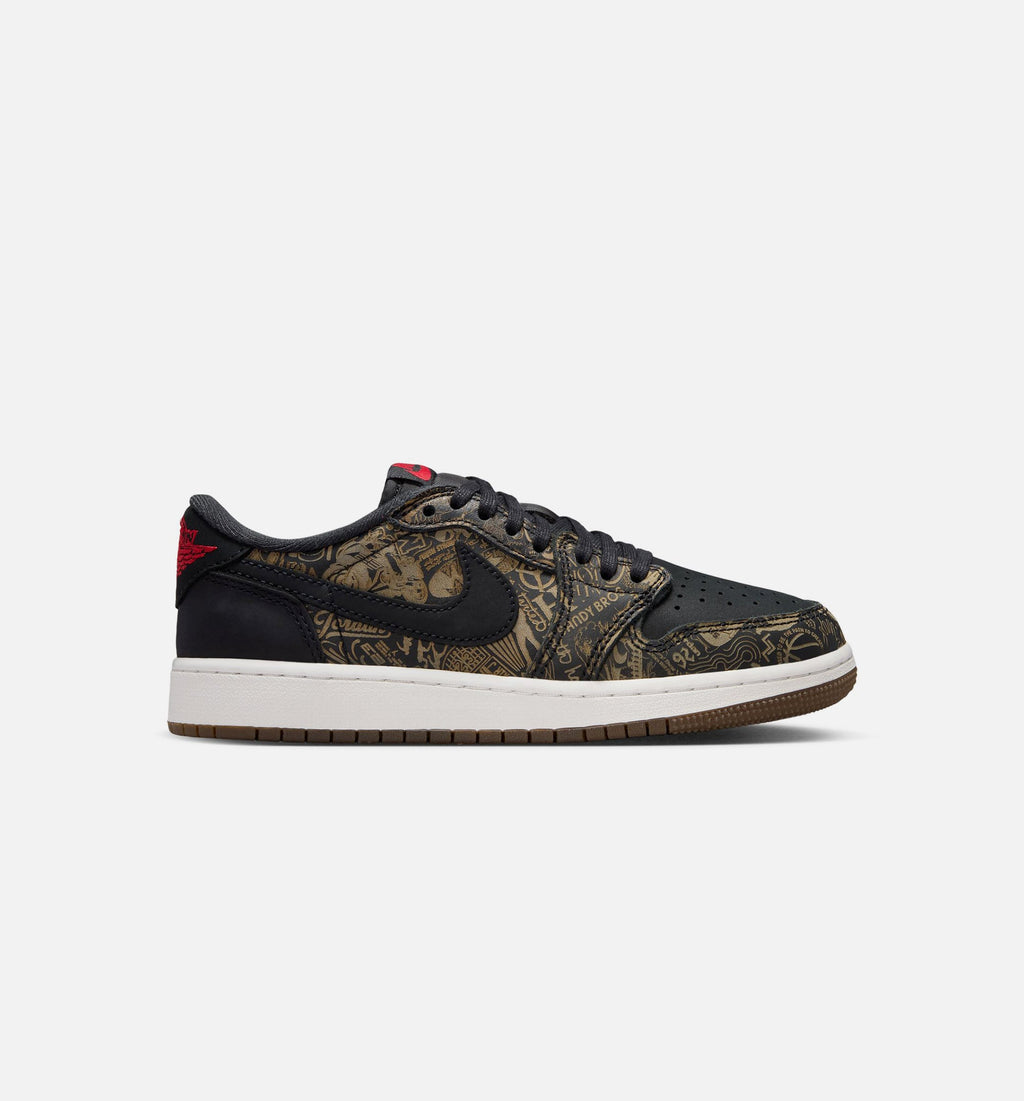Air Jordan 1 Retro Low OG 大童生活方式运动鞋 - 黑色/大红/峰白（Laser Black And Varsity Red）