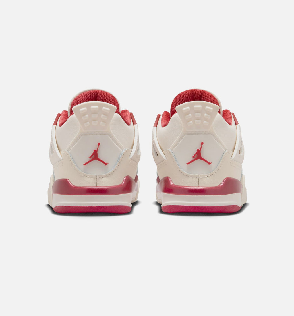 Air Jordan 4 Retro Valentine's Day Infant & Toddler 生活方式运动鞋｜Pale Ivory/Sierra Red/Tough Red