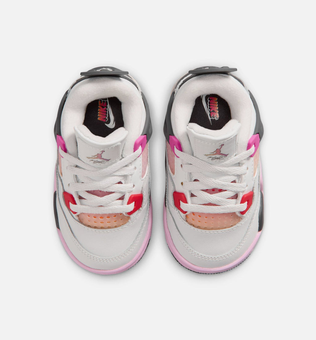 Air Jordan 4 Retro 婴幼儿生活方式运动鞋 - 迎宾白/火焰粉/烟灰（Comic）