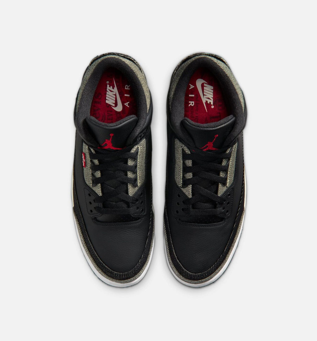 Air Jordan 3 x Levi's 男子运动鞋 - 牛仔布/黑/体育馆红