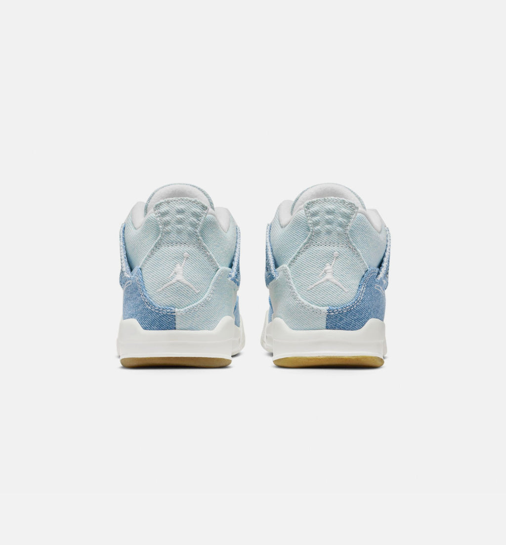 Air Jordan 4 Retro Worn Blue 小童运动鞋 - 帆白/做旧蓝/金属金