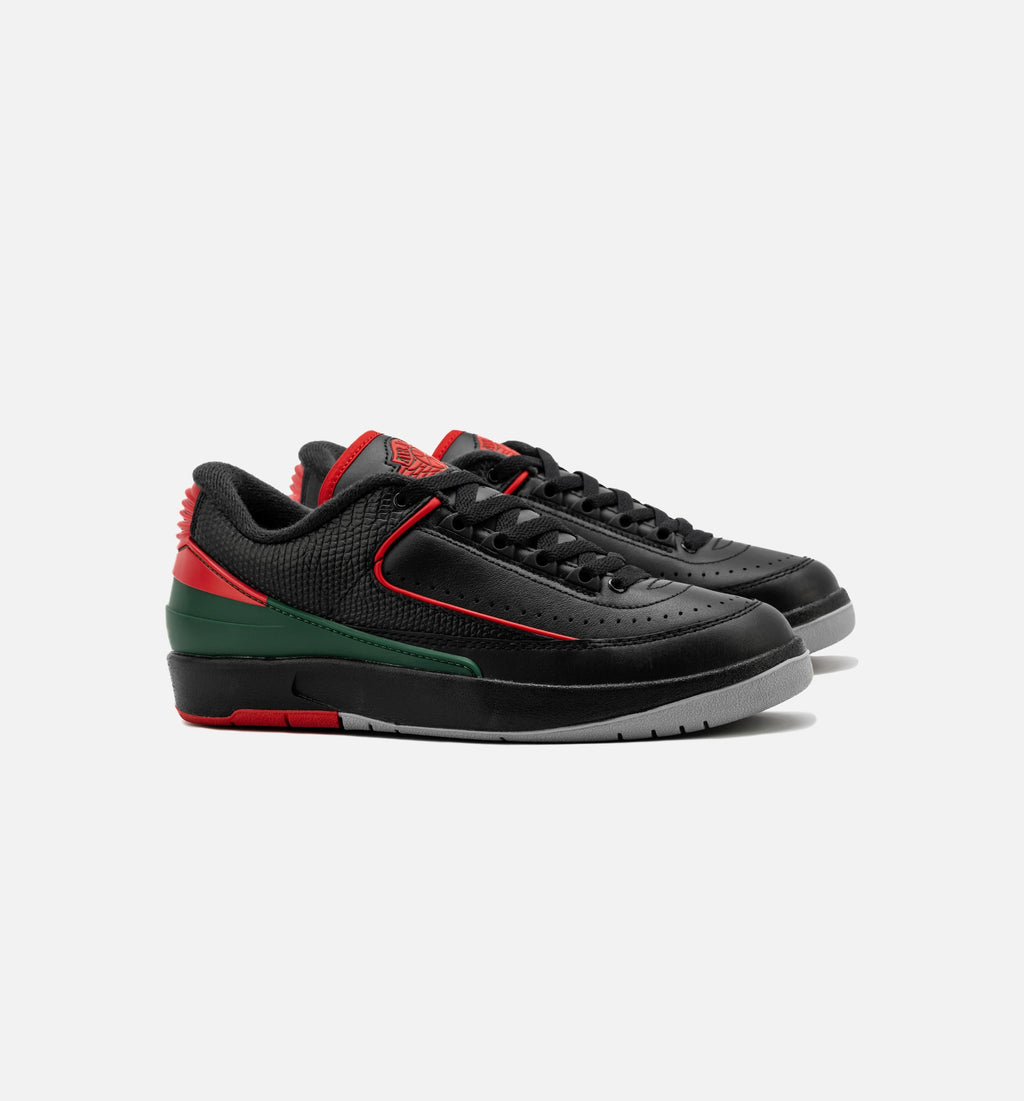 Air Jordan 2 Retro Low 大童生活方式运动鞋 - 黑色/火焰红/水泥灰（Christmas）