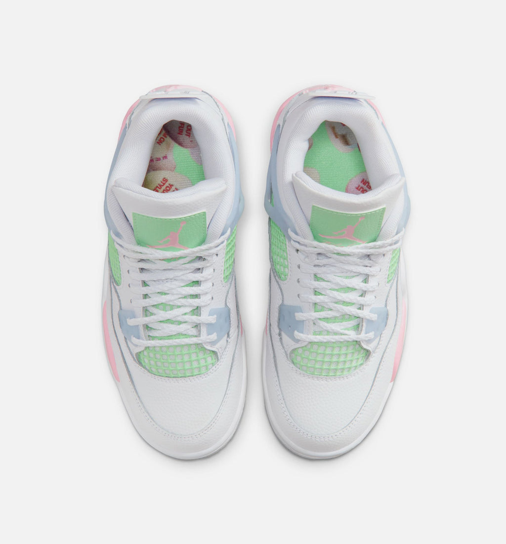 Air Jordan 4 Retro Medium Soft Pink 大童生活方式运动鞋 - 白色/柔粉/半蓝