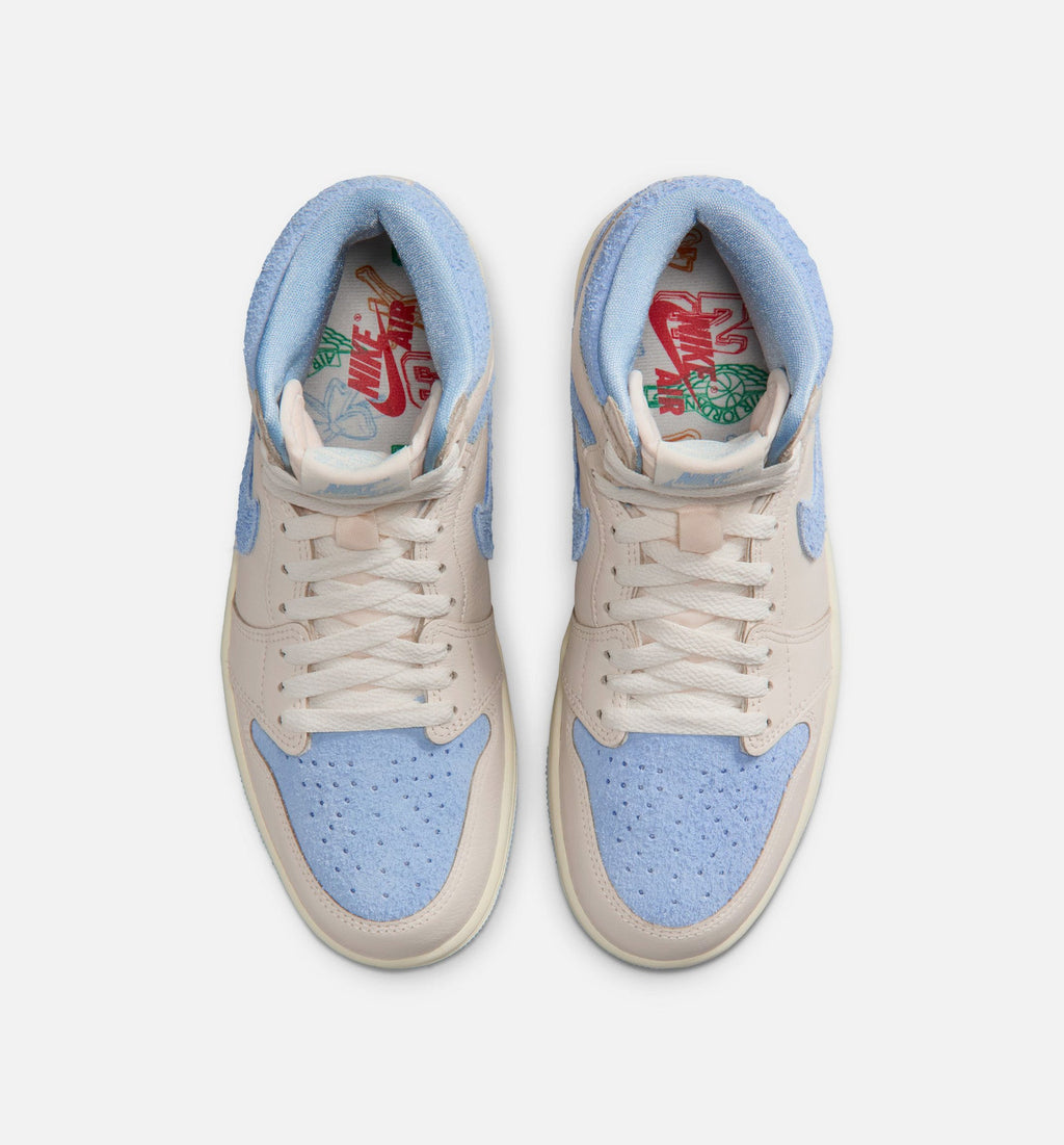 Air Jordan 1 Retro High OG 女款复古高帮运动鞋 - 淡象牙/神秘蓝/橘芒山白（Psychic Blue）