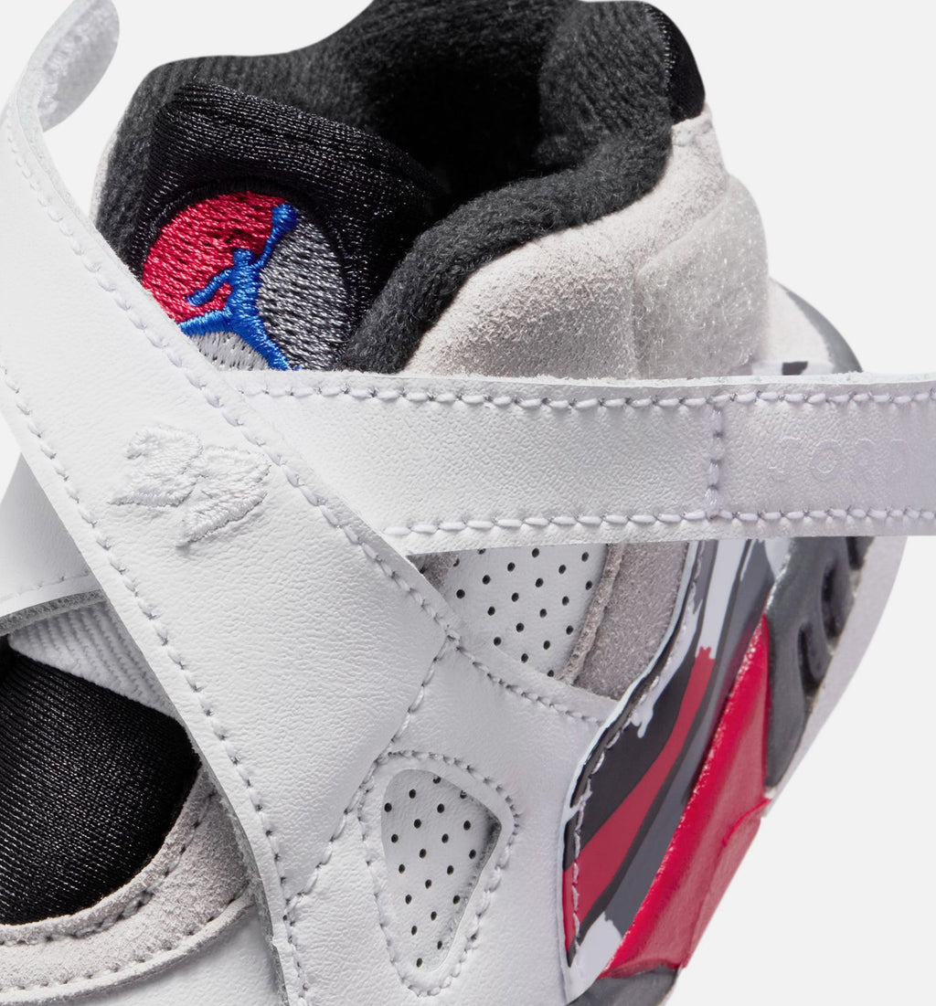 Air Jordan 8 Retro White and True Red 婴幼童运动鞋 - 白/黑/真红