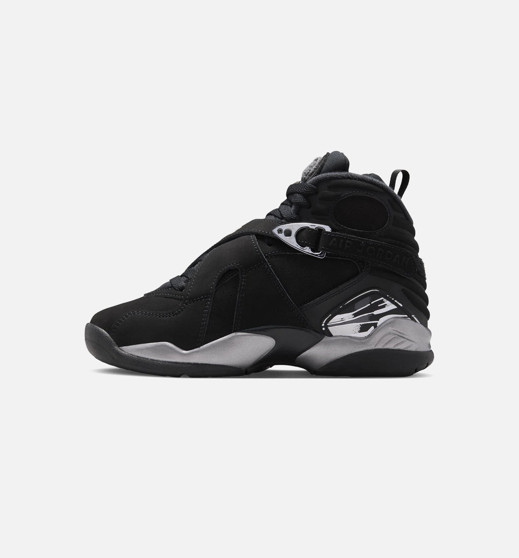 Air Jordan 8 Retro Chrome 大童运动鞋 - 黑/白/淡石墨灰