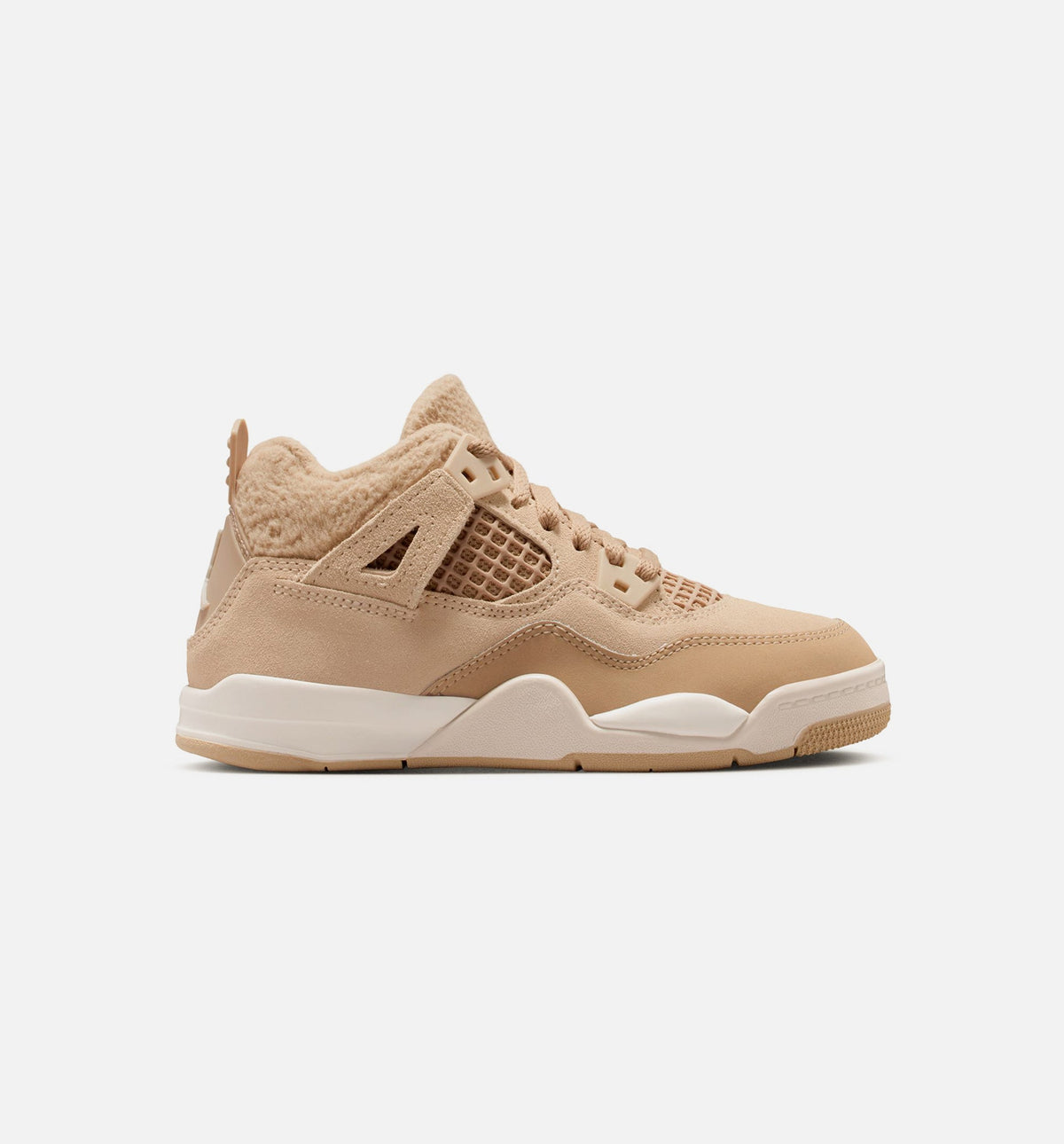 Air Jordan 4 Retro Cozy Girl 小女孩学前生活方式运动鞋 - 麻色/浅木爵米白