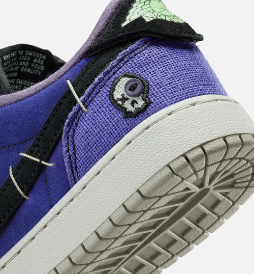 Air Jordan 1 Low OG 青少年生活方式运动鞋 - 皇室紫/蒸汽綦/黑/深葡萄色/曙光/浅銀
