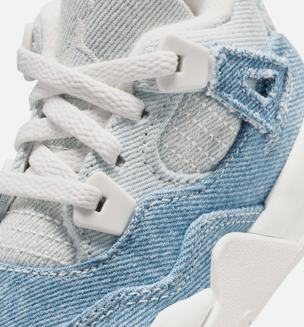 Air Jordan 4 Retro Worn Blue 婴幼童运动鞋 - 帆白/做旧蓝/金属金