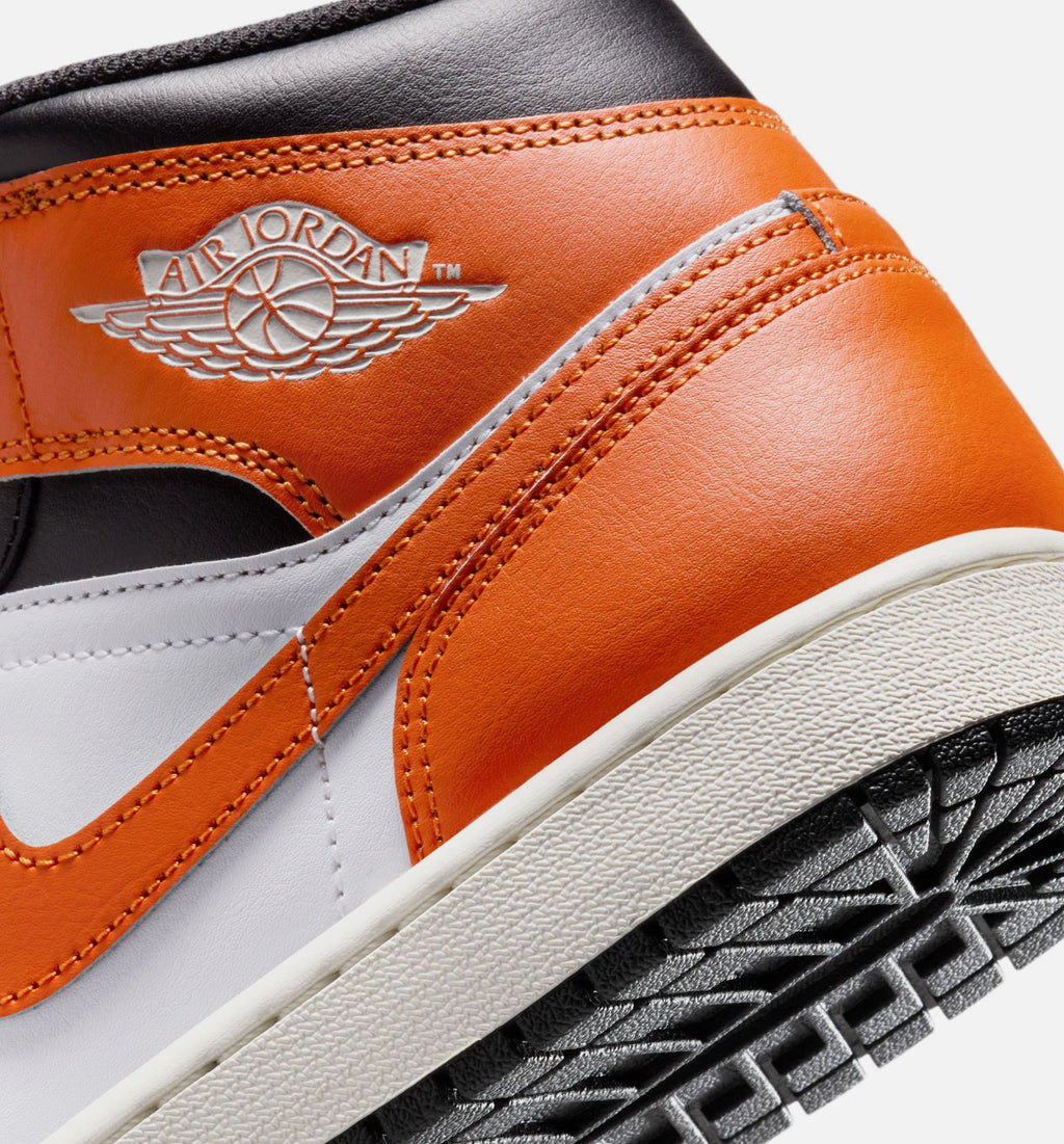 Air Jordan 1 Mid 男款生活方式运动鞋 - 海星橙/白/帆布白/黑