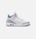 Air Jordan 3 Retro 大童生活方式运动鞋 - 白色/髭蓝/足球灰/粉色发光（Cobalt Bliss）